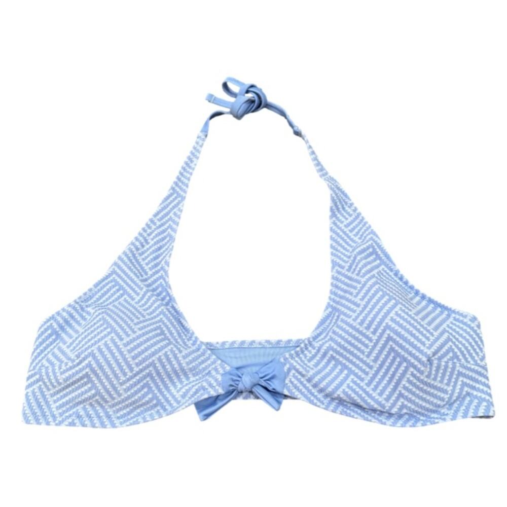 Aerie Jacquard Halter Tie Bikini Top - Blue XL